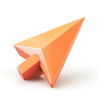 A sleek orange 3D arrow symbolizing forward movement and progress. photo