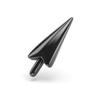 A sleek, black 3D computer mouse pointer icon, symbolizing digital navigation and technology. photo