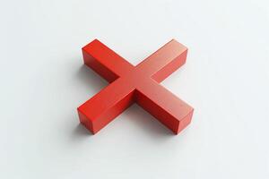 A vibrant red 3D cross symbol, artistically rendered against a clean, minimalistic background. photo