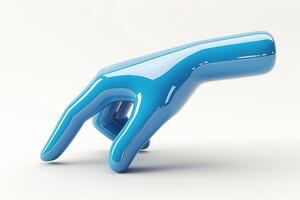 A glossy blue 3D-rendered hand reaching out, symbolizing creativity and innovation. photo