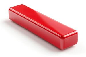 A glossy red bar object with smooth edges and a sleek design, isolated on a plain white background. photo