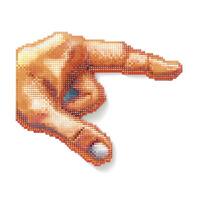 A creative pixel art depiction of a hand in a pinching gesture, showcasing vibrant hues and a modern aesthetic. photo