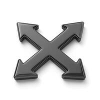 A glossy black icon featuring four arrows pointing in multiple directions, symbolizing options and versatility. photo