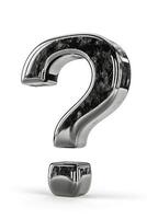 A shiny metallic question mark symbol, reflecting light, creating an intriguing visual appeal. photo