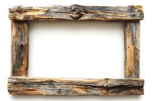 Rustic wooden frame showcasing a weathered design, perfect for adding character to any artwork or photo. photo