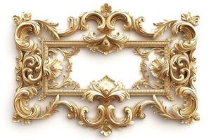 Intricate gold ornate frame featuring elegant floral designs, ideal for showcasing art or photographs. photo