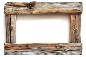 A rustic wooden frame made from weathered timber, suitable for showcasing artwork or photographs. photo
