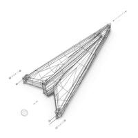 A wireframe illustration of a paper airplane on a clean white background, showcasing geometric design elements. photo