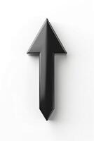 A sleek black arrow pointing upwards, symbolizing progress and direction. photo