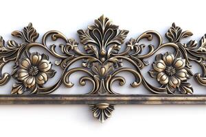 Exquisite vintage ornate decorative mold with floral patterns in a rich bronze finish. photo