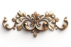 Elegant ornamental design in gold and cream tones, showcasing intricate floral patterns. photo