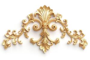 Elegant golden decorative relief in a classic design, showcasing intricate floral patterns and details. photo