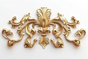 Intricate golden ornamental design showcasing elegant details and smooth curves. photo