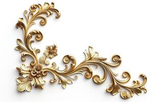 Intricate golden floral ornament with elegant swirls, showcasing a sense of luxury and sophistication. photo