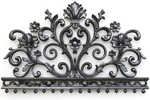 Intricate black ornamental design showcasing floral patterns and curves. photo