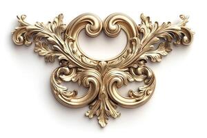Intricate golden decorative frame showcasing elegant floral patterns. photo