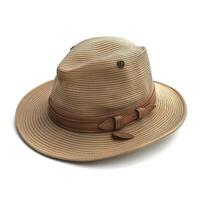 A stylish beige safari hat with a leather band, perfect for outdoor adventures and sunny days. photo