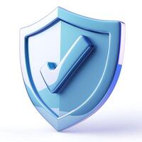 A sleek blue shield with a check mark symbolizing security and protection. photo