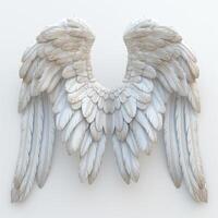 A stunning pair of angel wings crafted in a detailed and elegant design, evoking a sense of purity and grace. photo