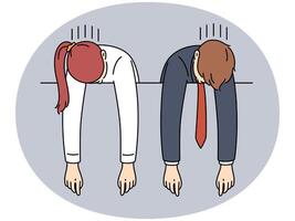 Tired employees lying on empty board vector