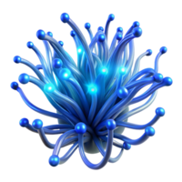 stunning abstract A network of intricate, bioluminescent tendrils pulsing with a cool, ethereal blue light, in a macro perspective high quality png