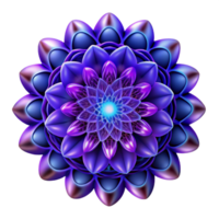 vibrante criativo a intrincado, fractal padronizar dentro tons do profundo roxa e elétrico azul, com uma sutil brilhando efeito, iluminado de uma macio, difuso luz 4k png