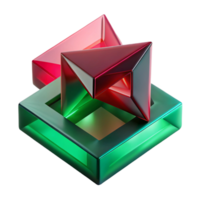 vibrant creative A composition of overlapping, semi-transparent geometric shapes in shades of deep red and emerald green, illuminated by a cool, neon light professional png