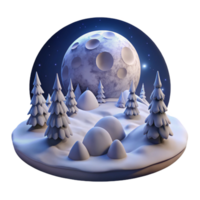 extraordinary artistic A full moon illuminating a snow-covered forest, winter landscape, magical realism high quality png