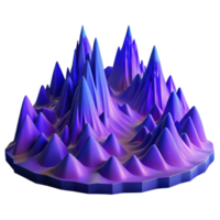 serene contemporary A digital rendering of a fractal landscape, with jagged peaks and deep valleys, in shades of deep blue and purple, illuminated by a cool, ethereal light premium png