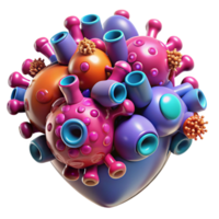 magnificent classic A swarm of nanobots assembling a human heart, vibrant bioluminescent colours, microscopic detail, medical illustration style authentic png