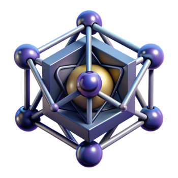 serene traditional A quantum computer, complex geometric shapes interconnected by beams of light, dark background with subtle ambient lighting, abstract art style premium png