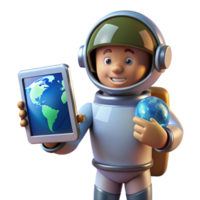 extraordinary vintage A lone astronaut holding a transparent tablet displaying Earth, starry backdrop visible through the tablet, realistic lighting, digital painting style professional png