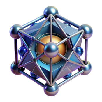 elegant artistic A quantum computer, complex geometric shapes interconnected by beams of light, dark background with subtle ambient lighting, abstract art style high resolution png