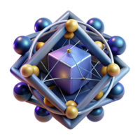 impressive abstract A quantum computer, complex geometric shapes interconnected by beams of light, dark background with subtle ambient lighting, abstract art style authentic png
