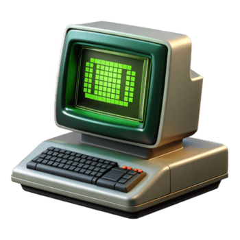 außergewöhnlich minimalistisch ein Jahrgang Computer Terminal Anzeigen Komplex Code, Grün Text auf ein schwarz Bildschirm, crt Scanlinien sichtbar, Retrofuturismus Stil exklusiv png