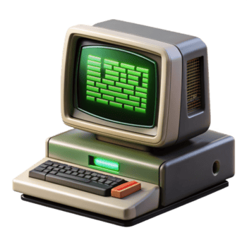 sereno Vintage ▾ un' Vintage ▾ computer terminale visualizzazione complesso codice, verde testo su un' nero schermo, crt linee di scansione visibile, retrofuturismo stile professionale png