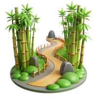 wonderful minimalist A winding path through a bamboo forest, serene and peaceful, Japanese garden style 4K png