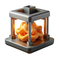 dramatic traditional A 3D printer creating a complex, organic structure, molten plastic glowing orange, studio lighting, product design style original png