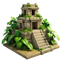extraordinary rustic A crumbling Mayan temple overtaken by jungle vines, dappled sunlight, hyperrealistic, genuine png