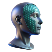 elegant modern A transparent human head filled with binary code, flowing and changing, dark background with subtle lighting, cyberpunk style authentic png