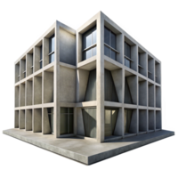 magnificent minimalist A Brutalist concrete library with large geometric windows, stark shadows, monochrome, high resolution png