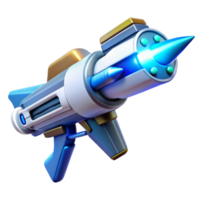 stunning modern A futuristic weapon firing a beam of energy, glowing blue and white, dynamic lighting, science fiction illustration style high quality png