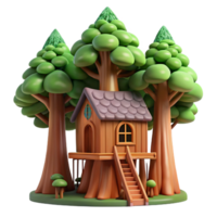 elegant minimalist A treehouse built into giant redwood trees, dappled forest light, whimsical, genuine png