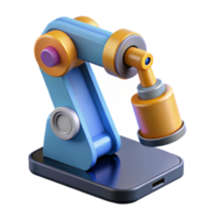 extraordinary creative A robotic arm assembling a smartphone, precise movements, factory lighting, product design style exclusive png