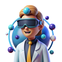 beautiful creative A scientist wearing a virtual reality headset, immersed in a digital world, soft lighting, digital art style high quality png