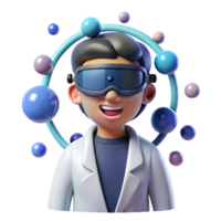stunning creative A scientist wearing a virtual reality headset, immersed in a digital world, soft lighting, digital art style genuine png