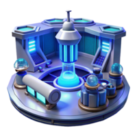 elegant creative A futuristic laboratory filled with advanced technology, sleek design, cool blue lighting, science fiction illustration style authentic png
