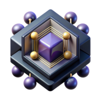 impressive traditional A quantum computer processing data, complex geometric shapes, dark background with subtle lighting, abstract art style high quality png