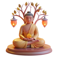 magnificent artistic A serene Buddha meditating under the Bodhi tree, bathed in the soft glow of dawn, intricate Thangka painting style authentic png