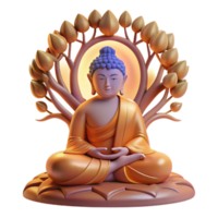 beautiful vintage A serene Buddha meditating under the Bodhi tree, bathed in the soft glow of dawn, intricate Thangka painting style authentic png